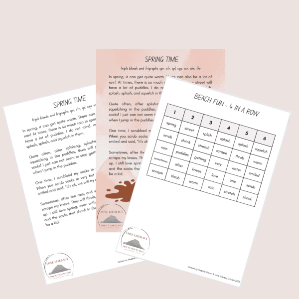 Spring Time - triple blends and trigraphs reading passage