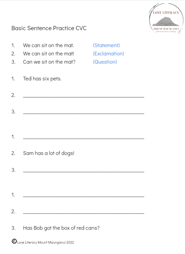 Basic Sentence Types Worksheet - Image 2